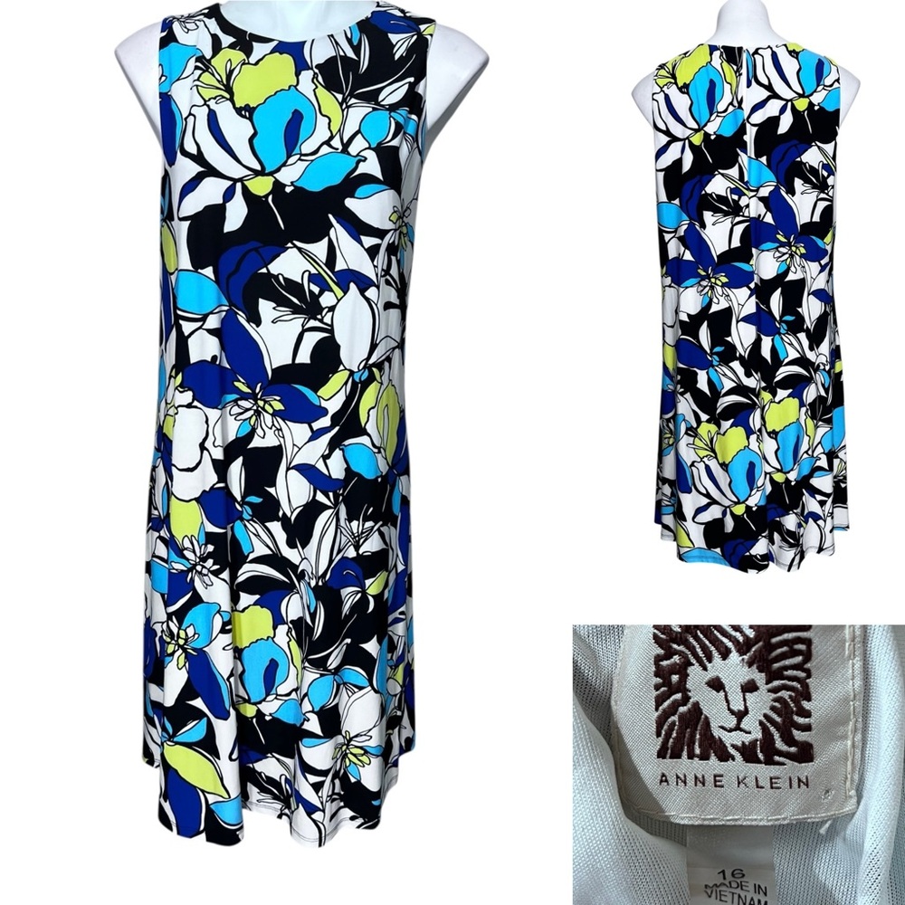 Anne Klein dress plus size 16 sleeveless Multicolor Floral A-line knee length